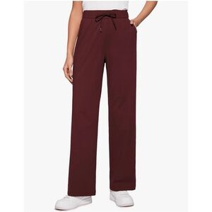 CRZ YOGA Women’s 4-Way Stretch Casual Straight Wide Leg Pants - Red Merlot, XL